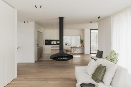 Akoestische spanplafonds high end interieur particulier Ieper
